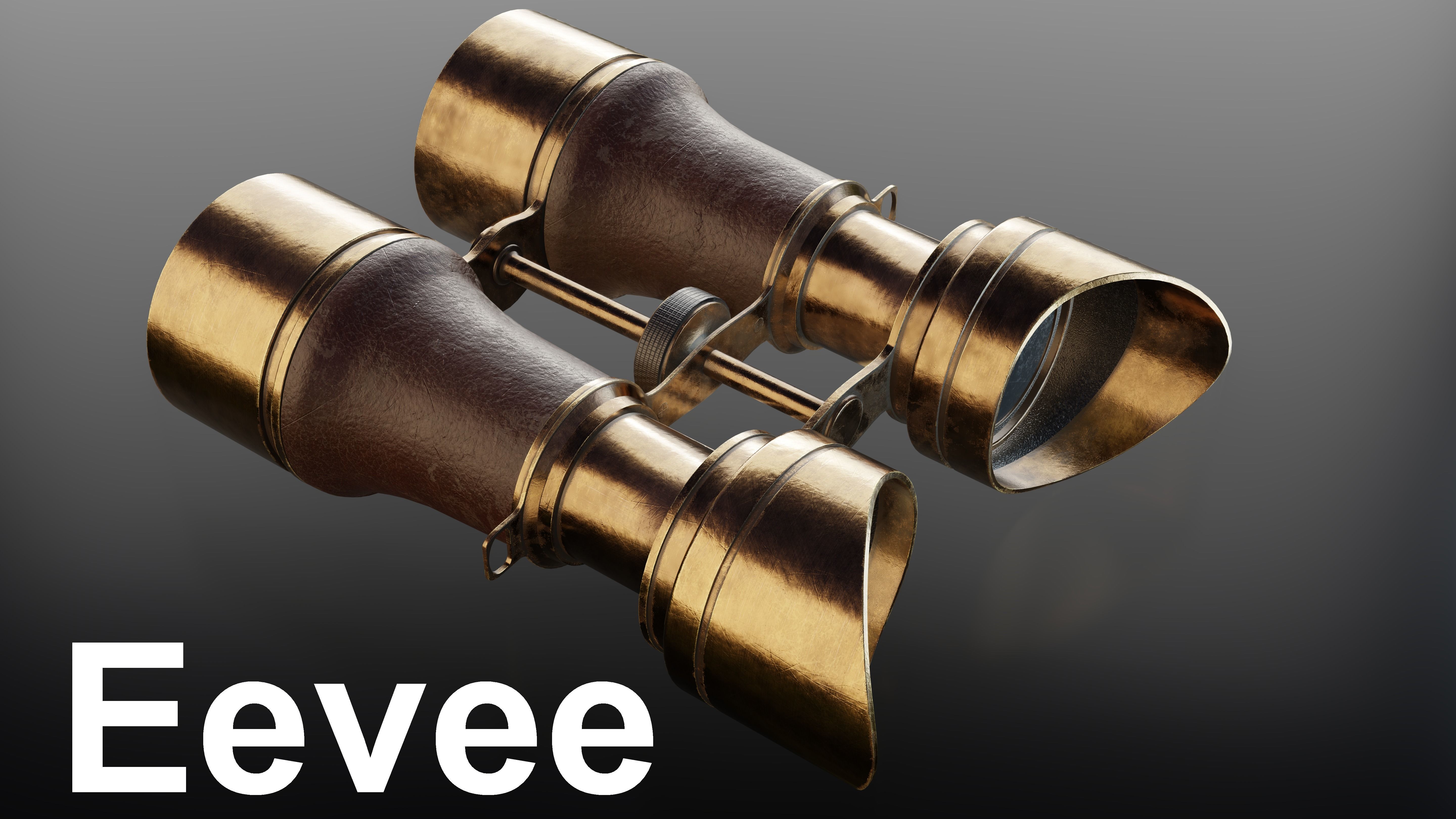 Vintage Brass Binoculars 4K 3D model_3