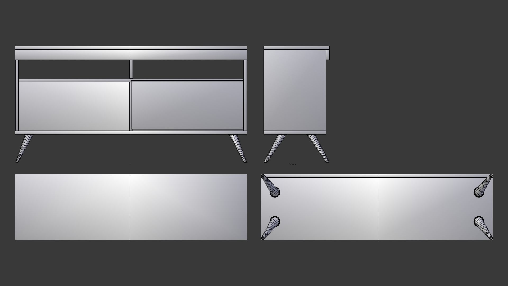 TV Table  Low-poly 3D model_10