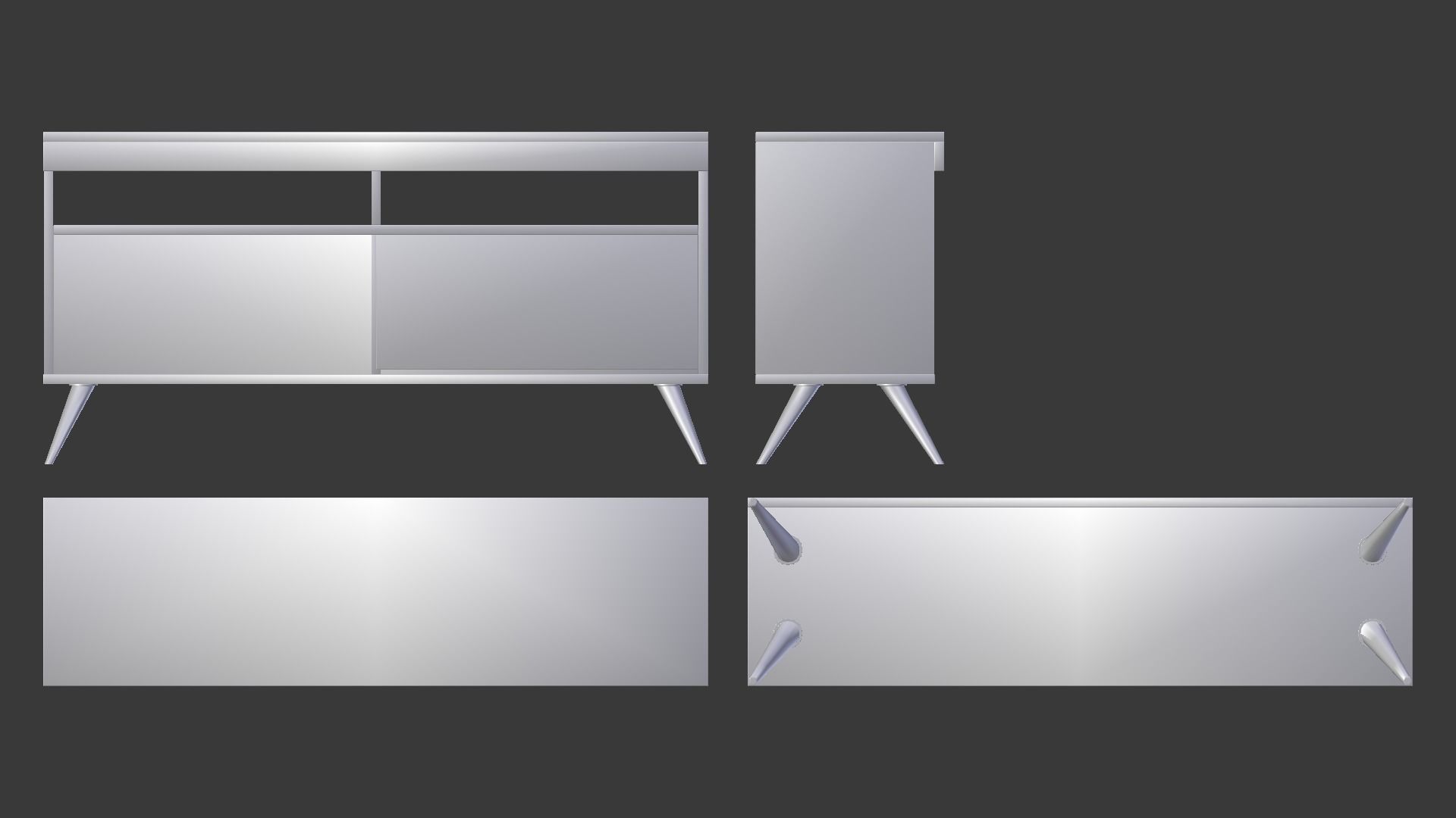 TV Table  Low-poly 3D model_11