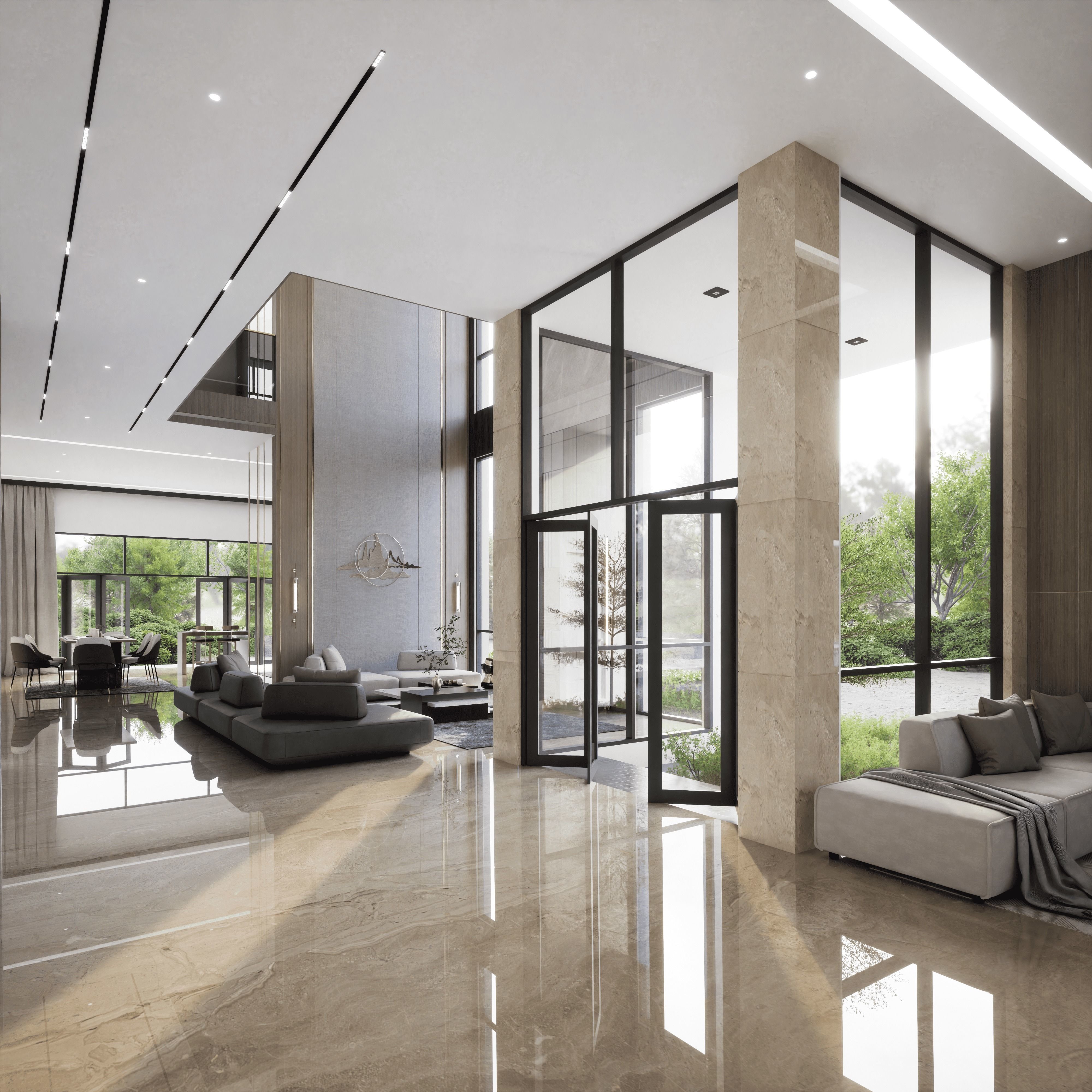 Modern House 3D with Interior furniture 3D model_14