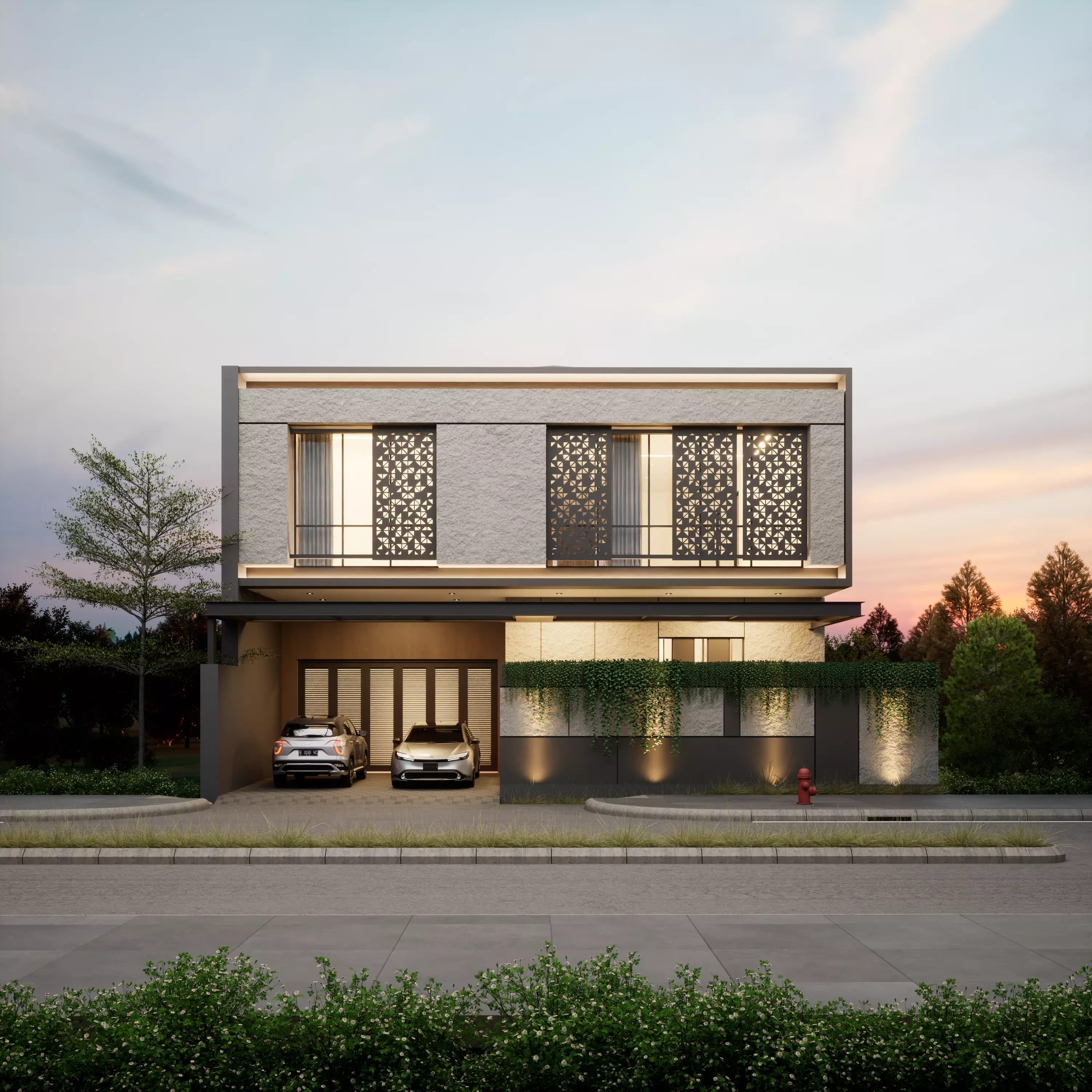 Modern House 3D with Interior furniture 3D model_0