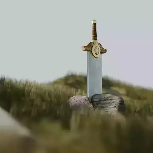 Golden Sword Low-poly 3D model
