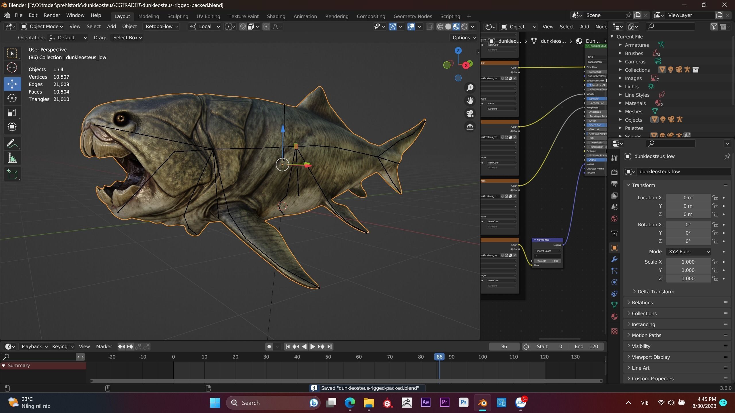 Dunkleosteus Prehistoric Fish Low-poly 3D model_8