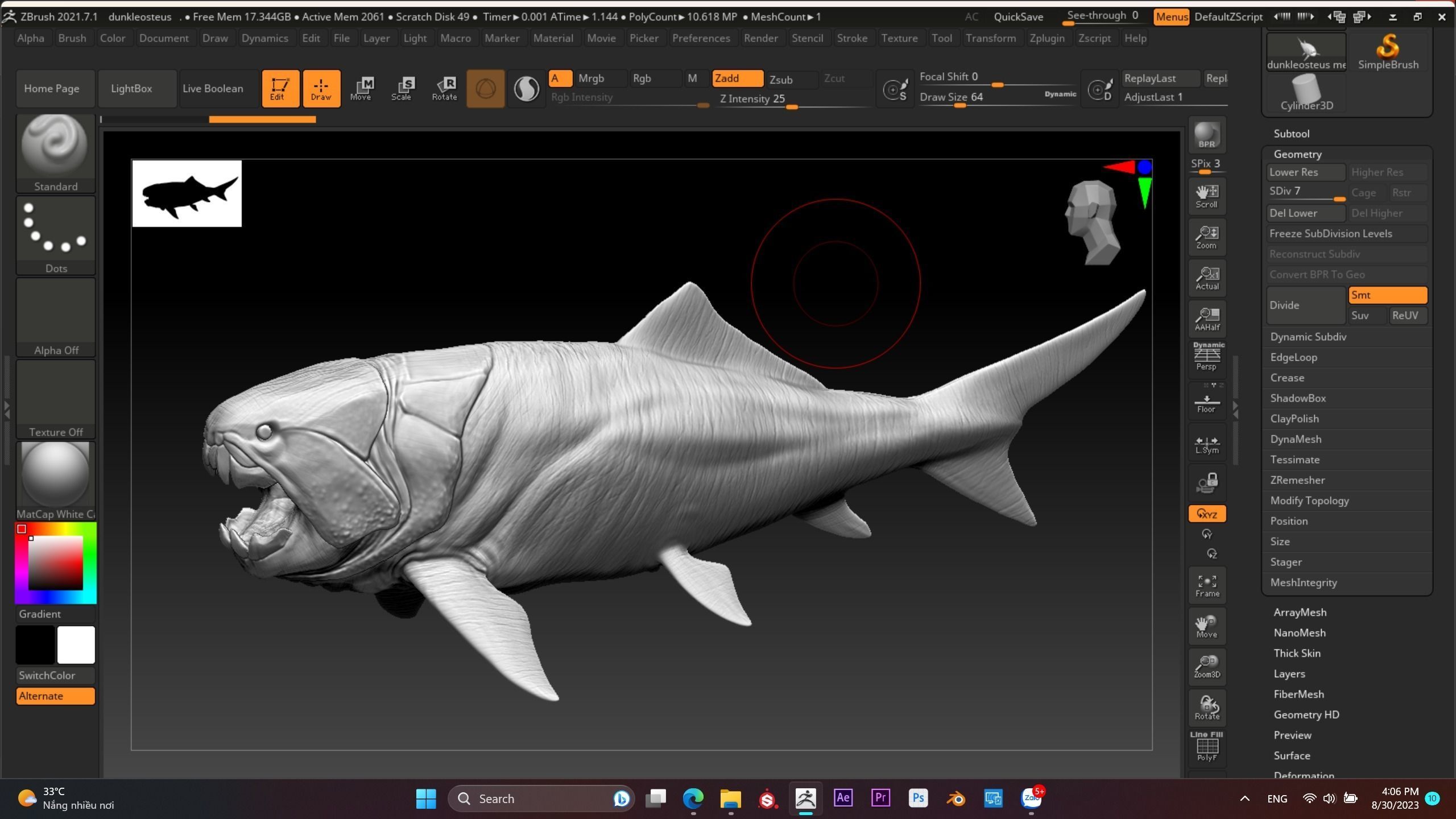 Dunkleosteus Prehistoric Fish Low-poly 3D model_7