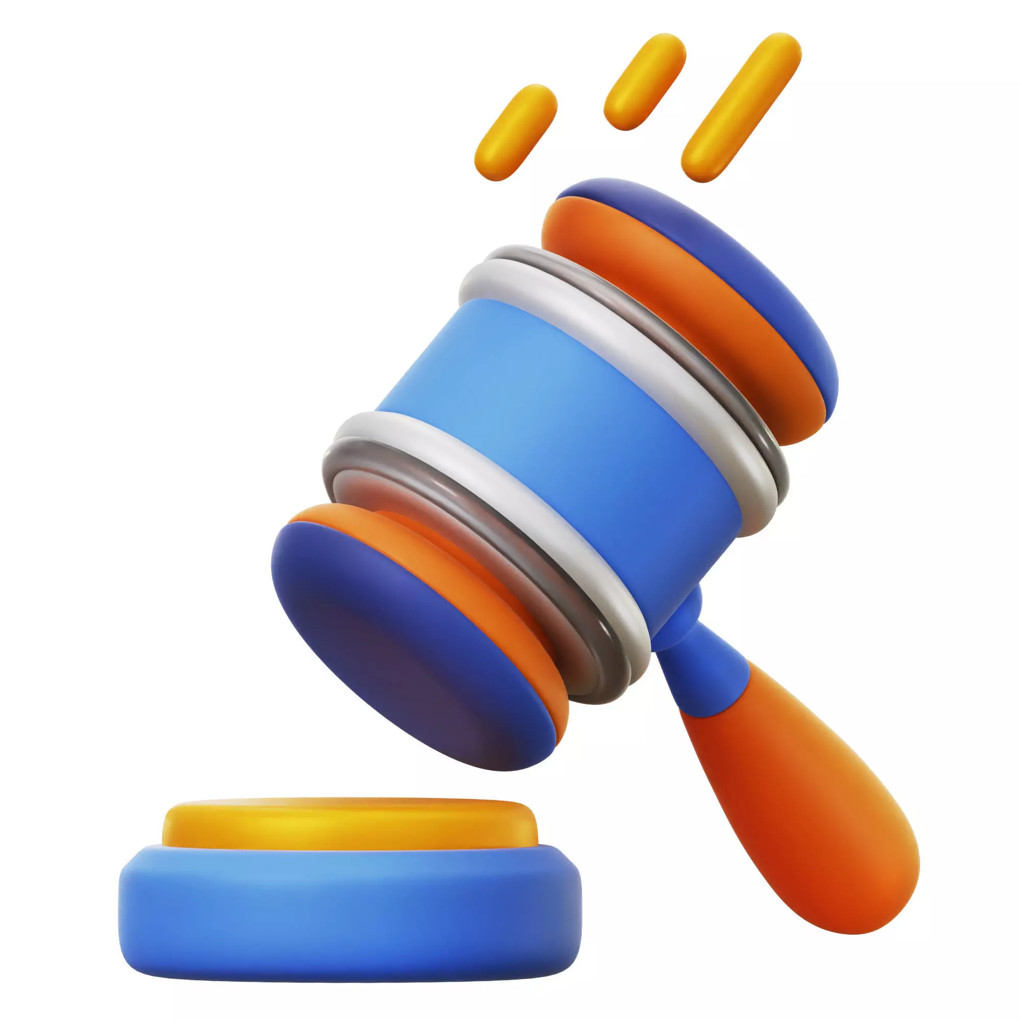 Auction Hammer 3D Icon Low-poly 3D model_0