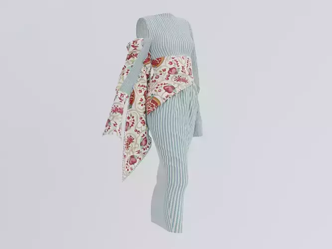 Dress suzani with long sleeves-Clothing-High-poly