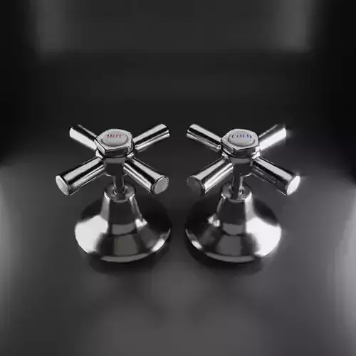 Water Tap Faucets - Hot and Cold Low-poly 3D model