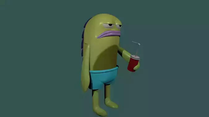 MEME PEZ PERCA BOB ESPONJA CON REFRESCO 3D print model