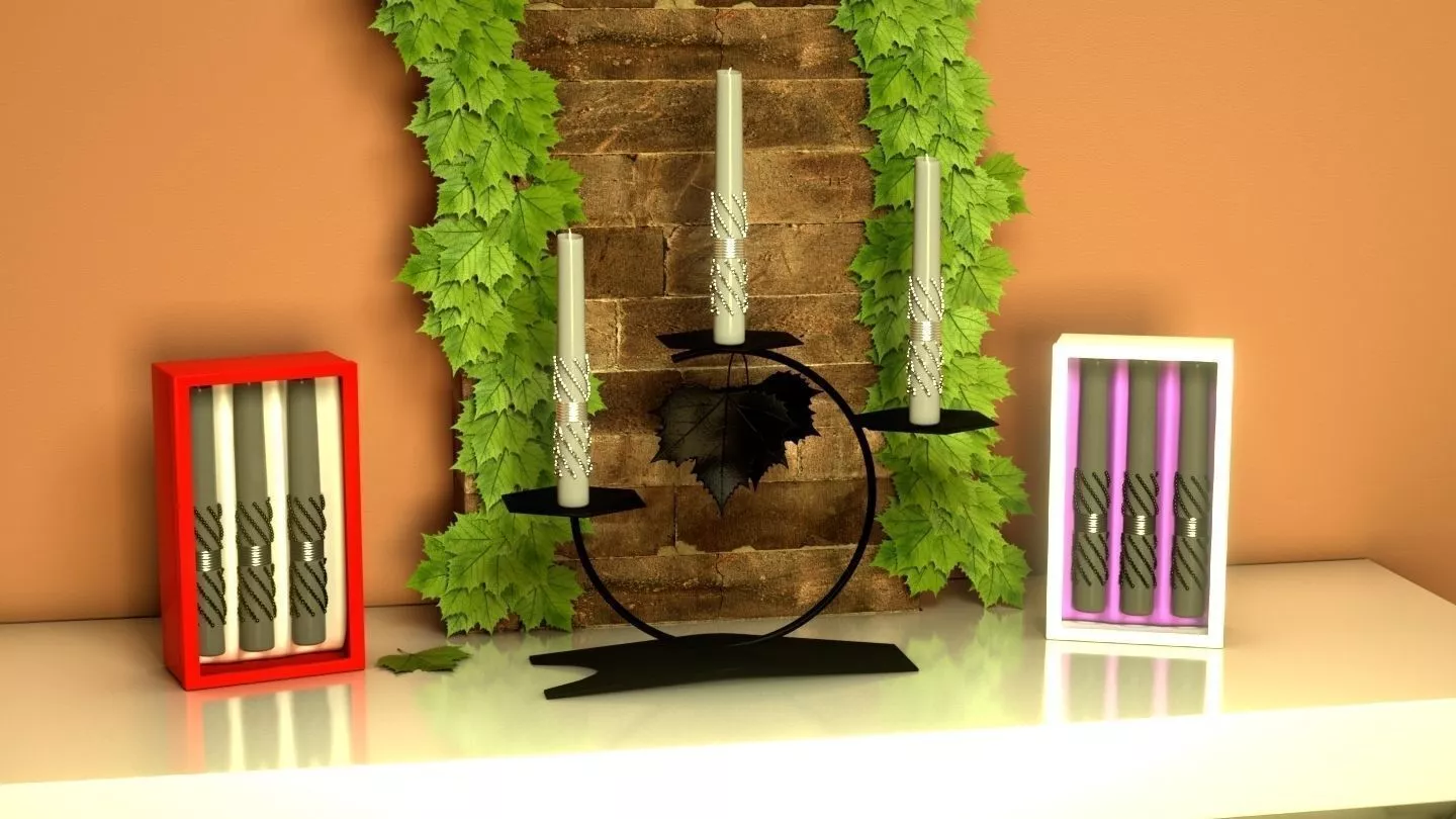 Candle-holder Candle and scene FREE 3D Free 3D model