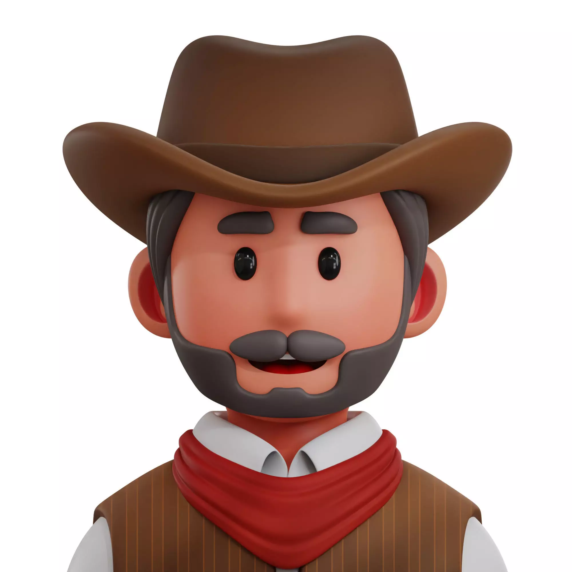 Cowboy Avatar 3D Icon Low-poly 3D model_0