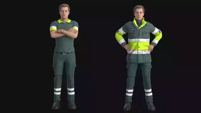 Paramedic Rigged Low-poly 3D model