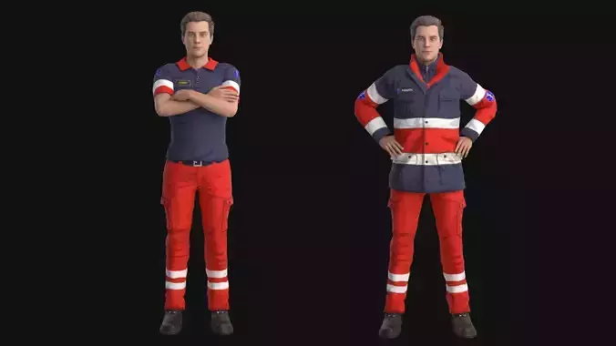 Paramedic Rigged Low-poly 3D model