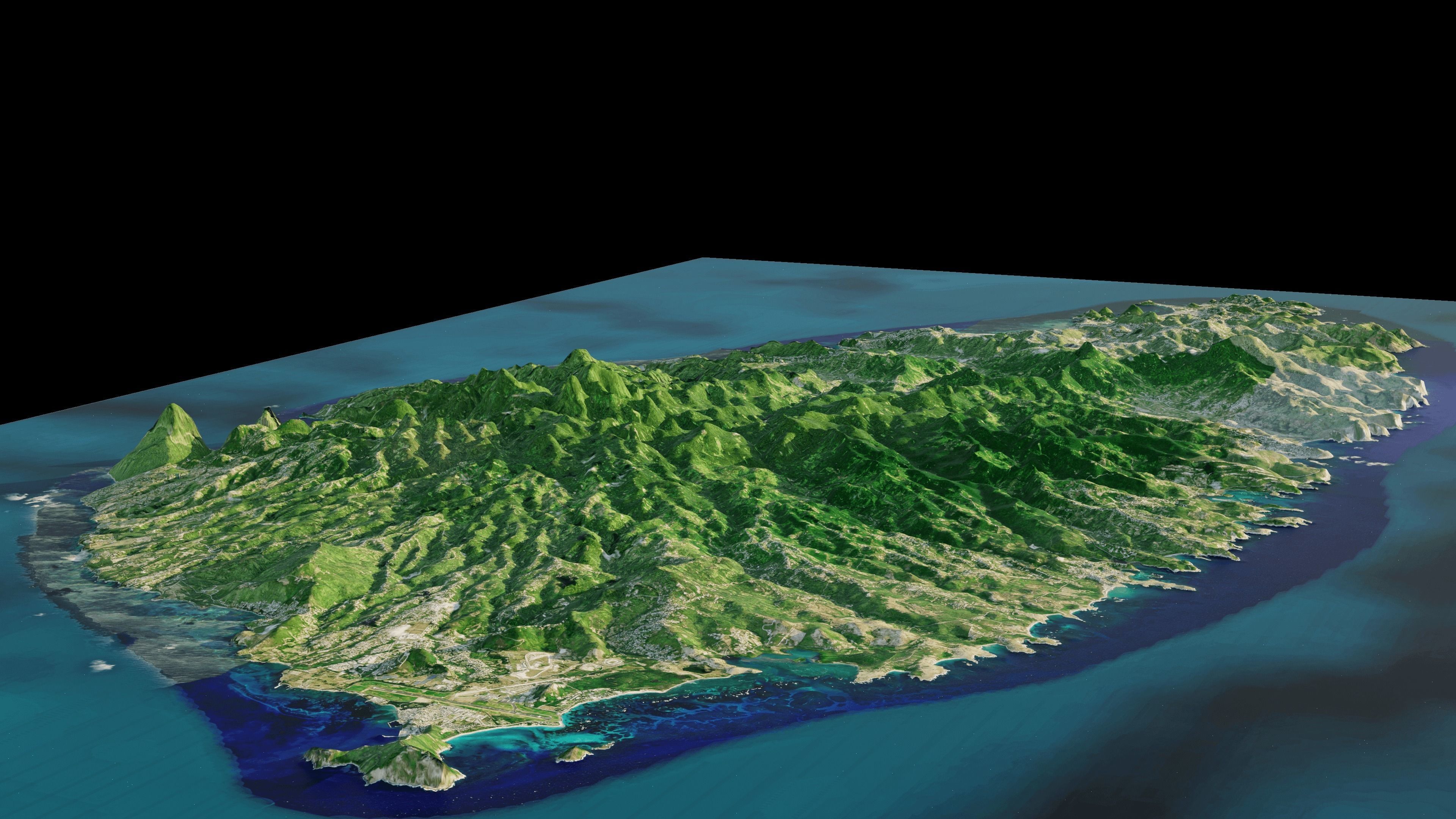 Saint Lucia island 3d Model Terrain 3D model_3