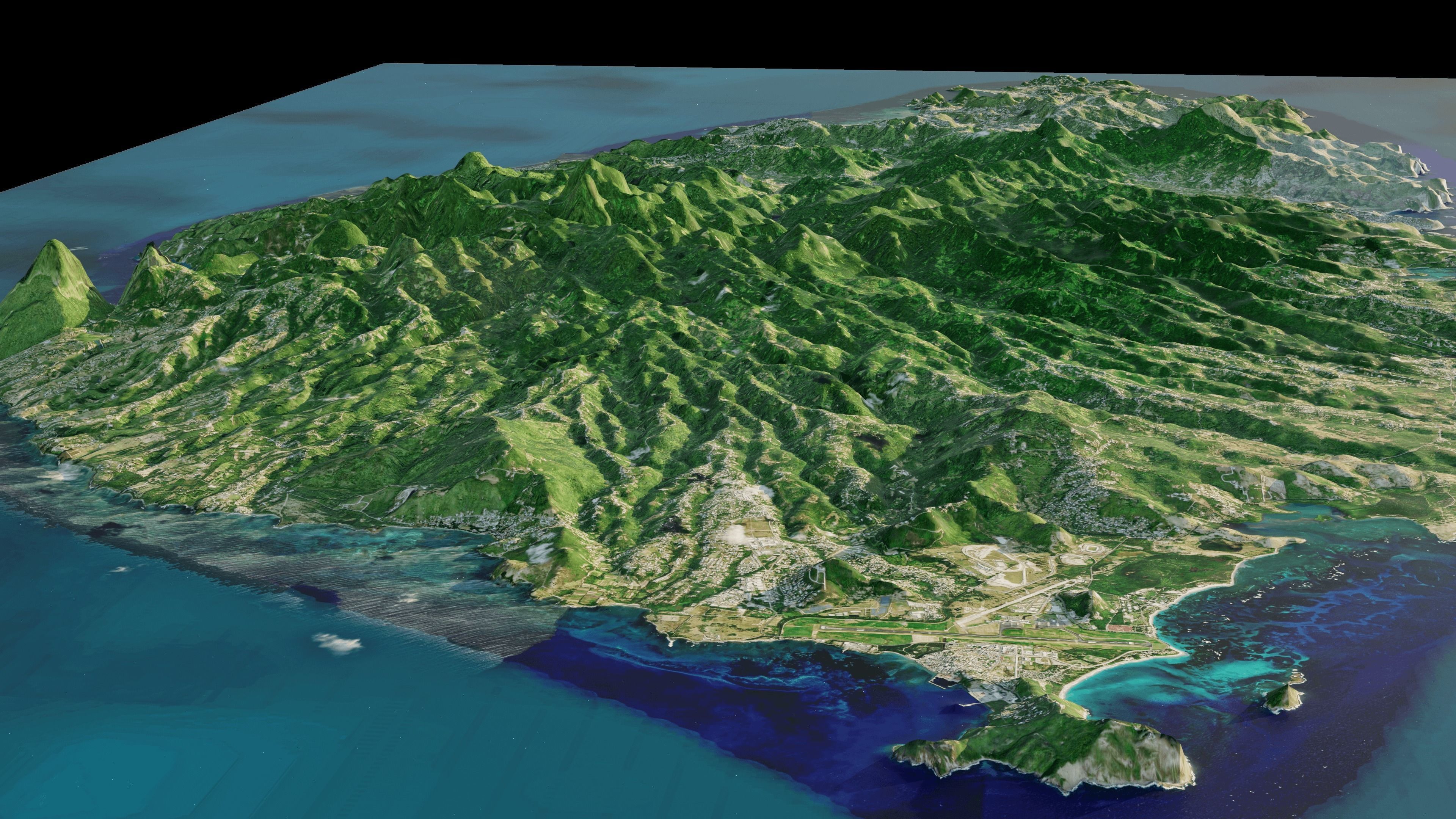 Saint Lucia island 3d Model Terrain 3D model_5
