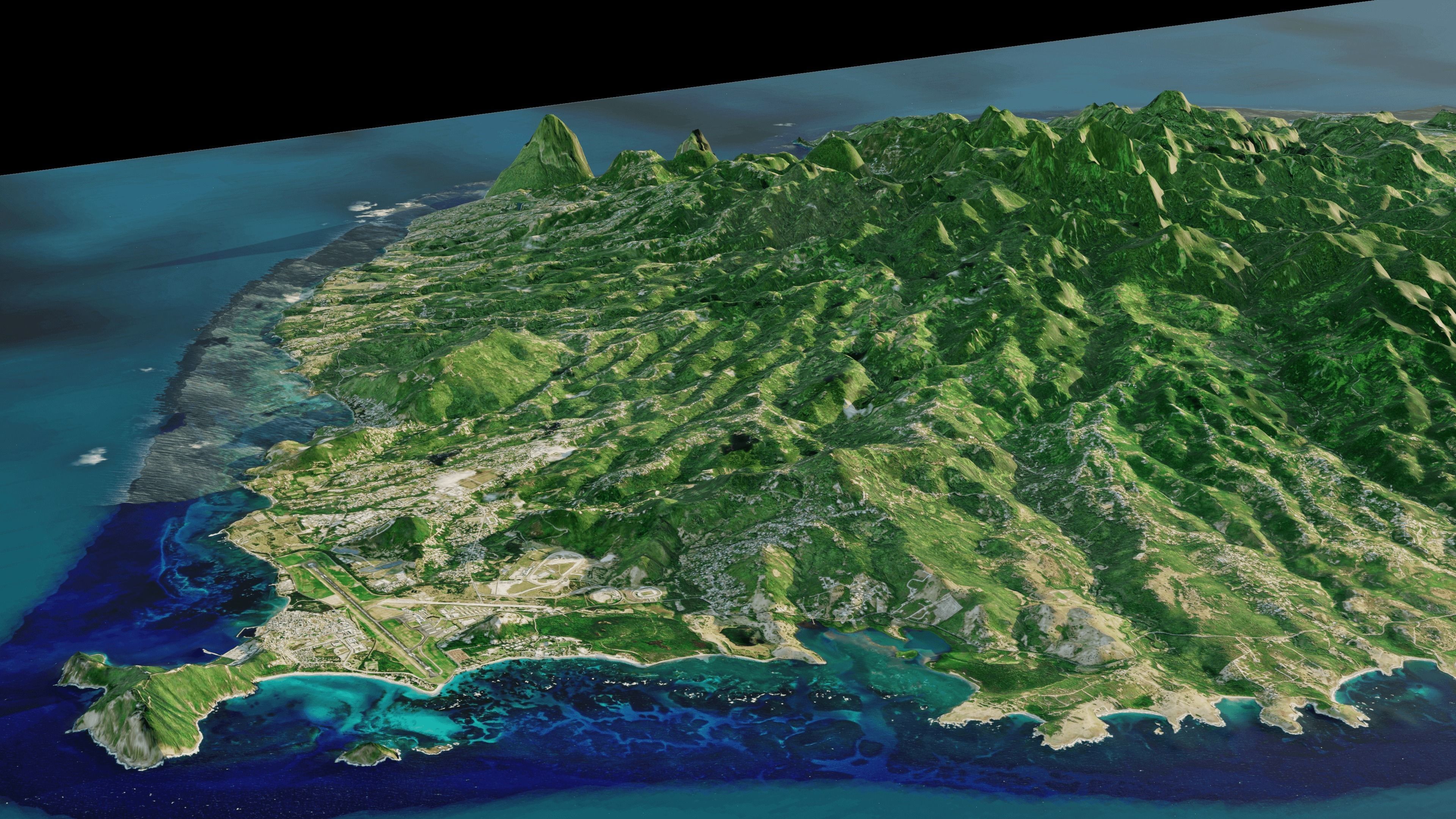 Saint Lucia island 3d Model Terrain 3D model_2