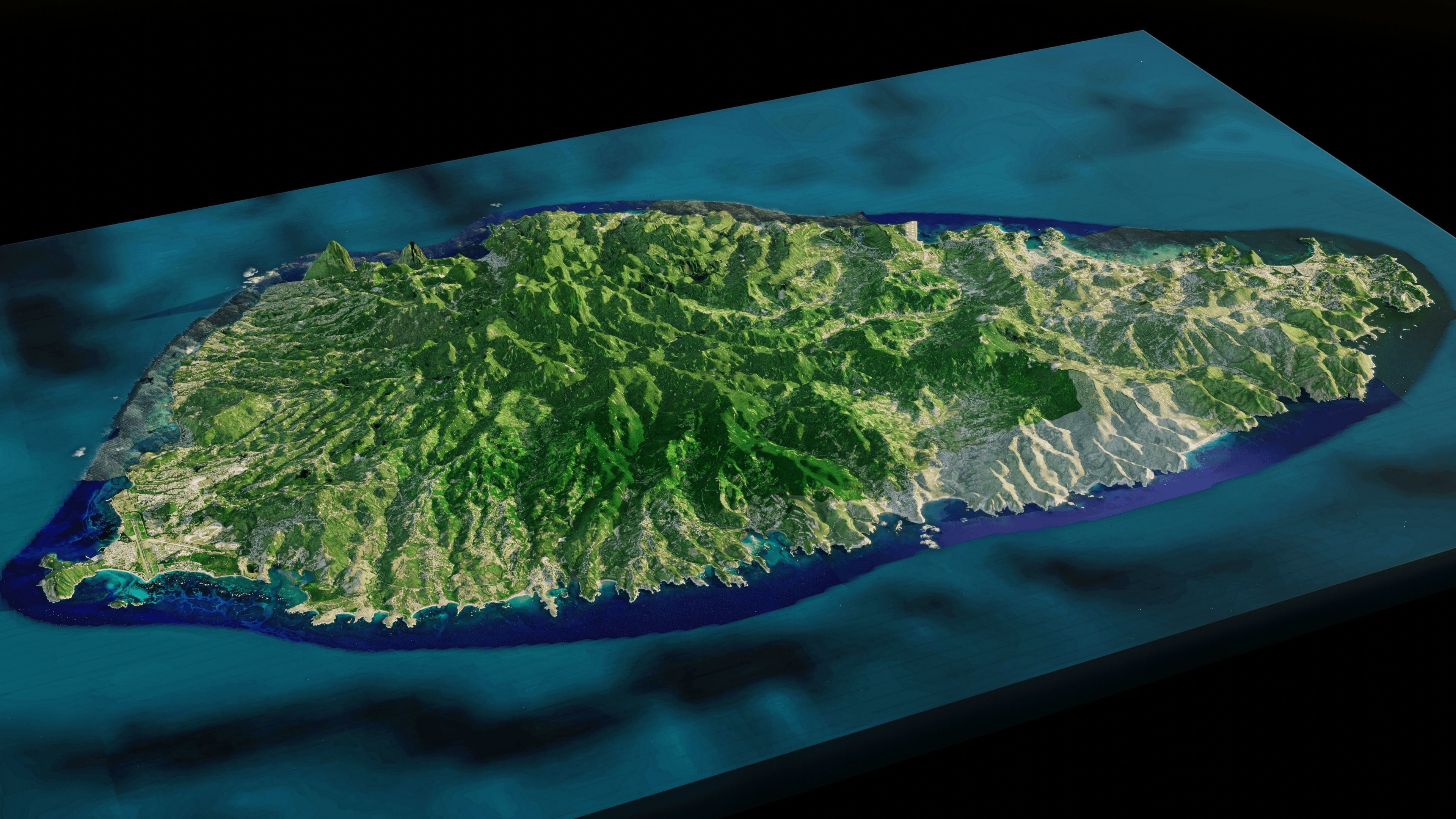 Saint Lucia island 3d Model Terrain 3D model_1