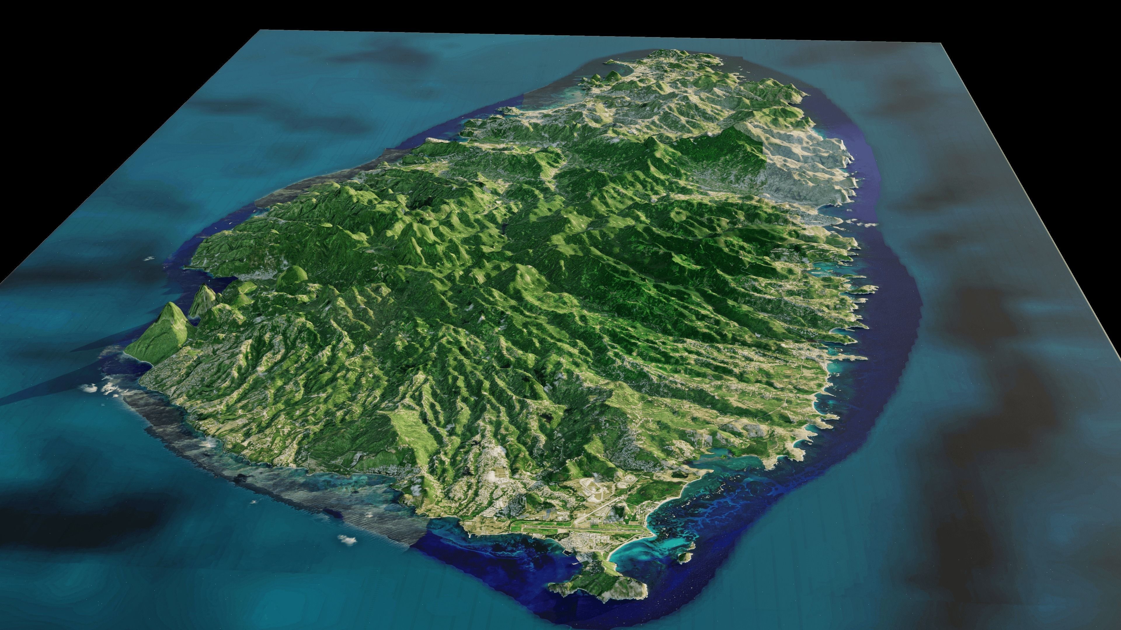 Saint Lucia island 3d Model Terrain 3D model_4