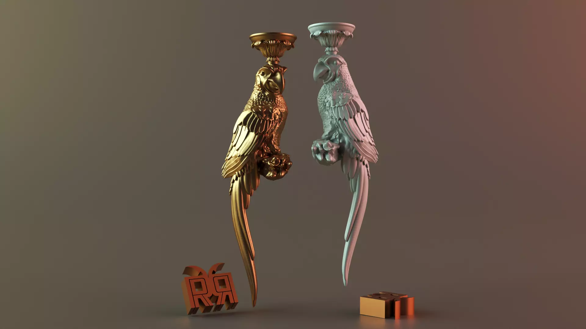 Golden Macaw Parrot Candle Holder 3D print model