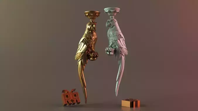 Golden Macaw Parrot Candle Holder