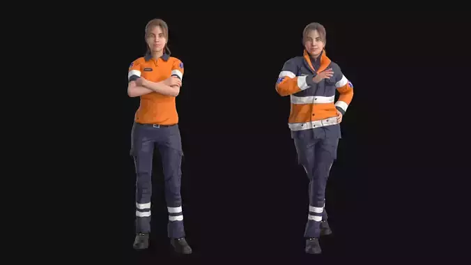 Paramedic Rigged Low-poly 3D model