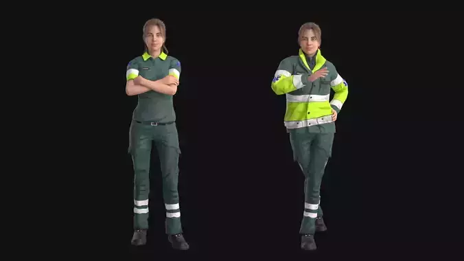 Paramedic Rigged Low-poly 3D model