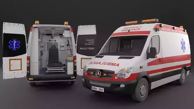 Ambulance Rigged Low-poly 3D model