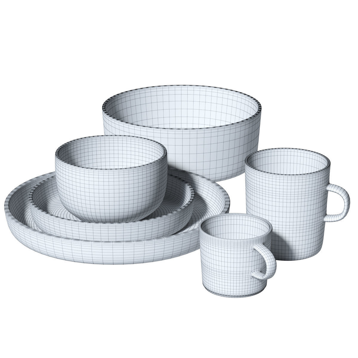 Black Clay Tableware 3D model_1