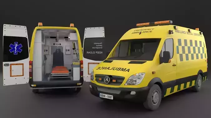  Ambulance Rigged Low-poly 3D model