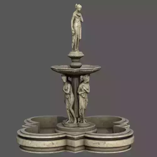 Water fountain Greek Low-poly 3D model