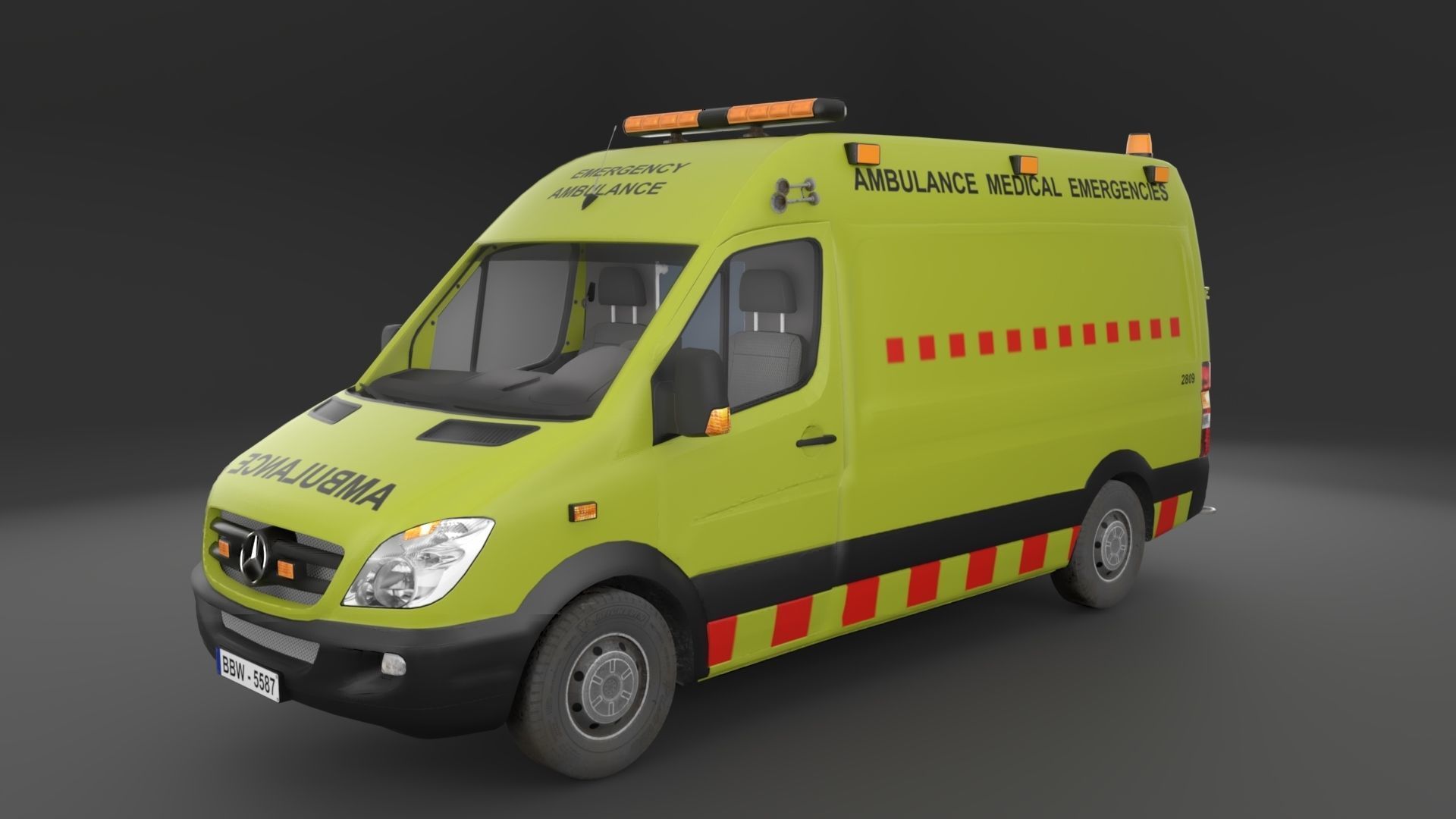 Ambulance Rigged Low-poly 3D model_1