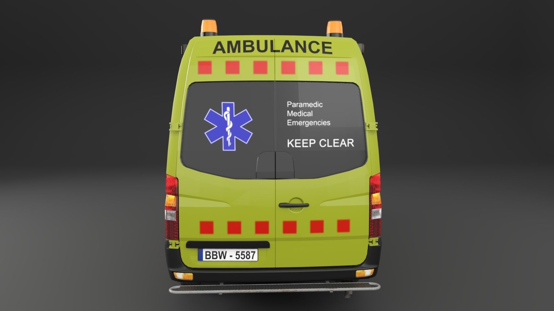 Ambulance Rigged Low-poly 3D model_4