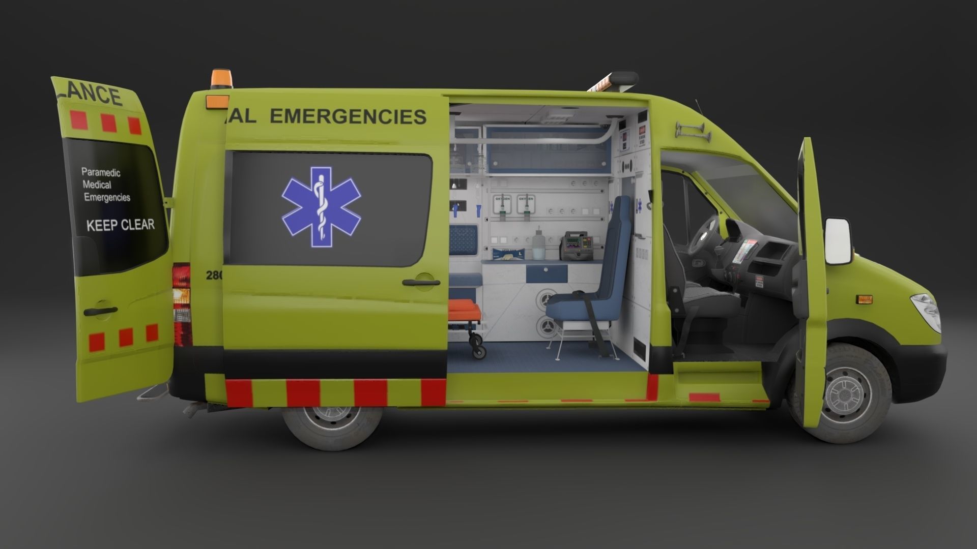 Ambulance Rigged Low-poly 3D model_7