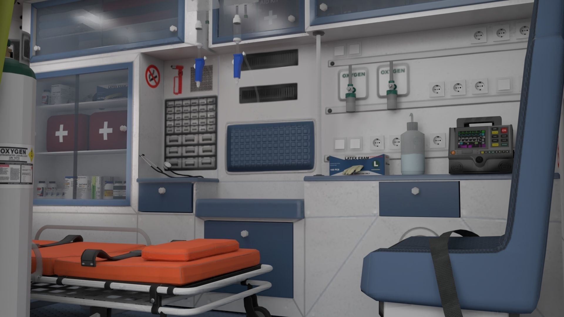 Ambulance Rigged Low-poly 3D model_8