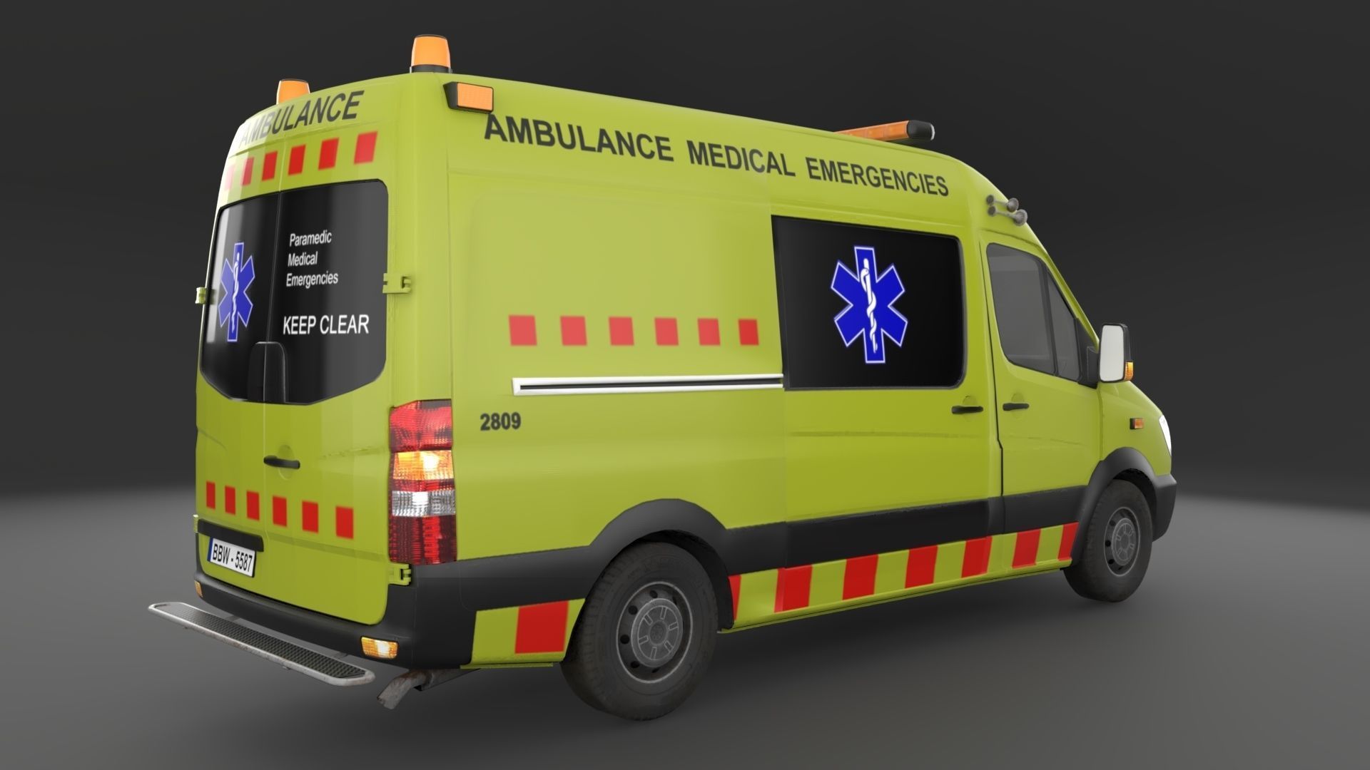 Ambulance Rigged Low-poly 3D model_2