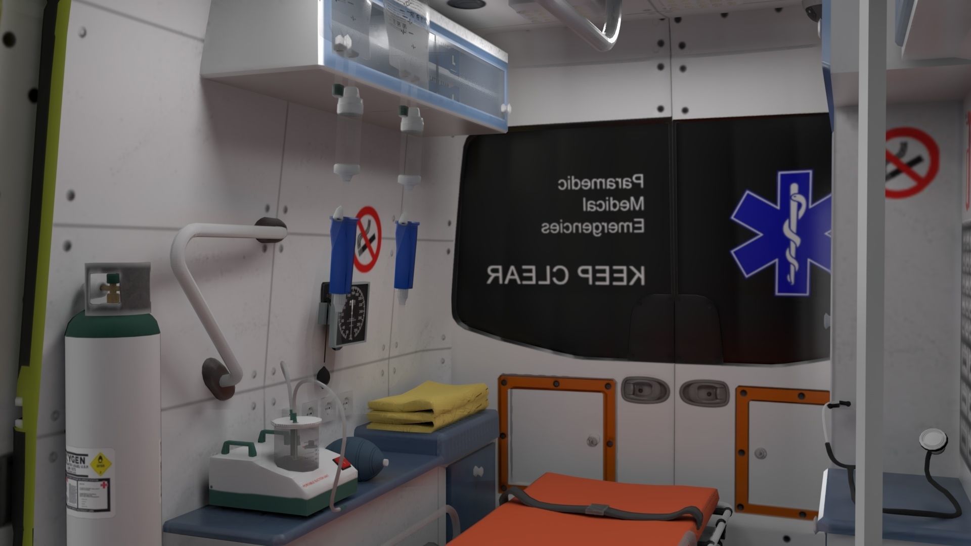 Ambulance Rigged Low-poly 3D model_9