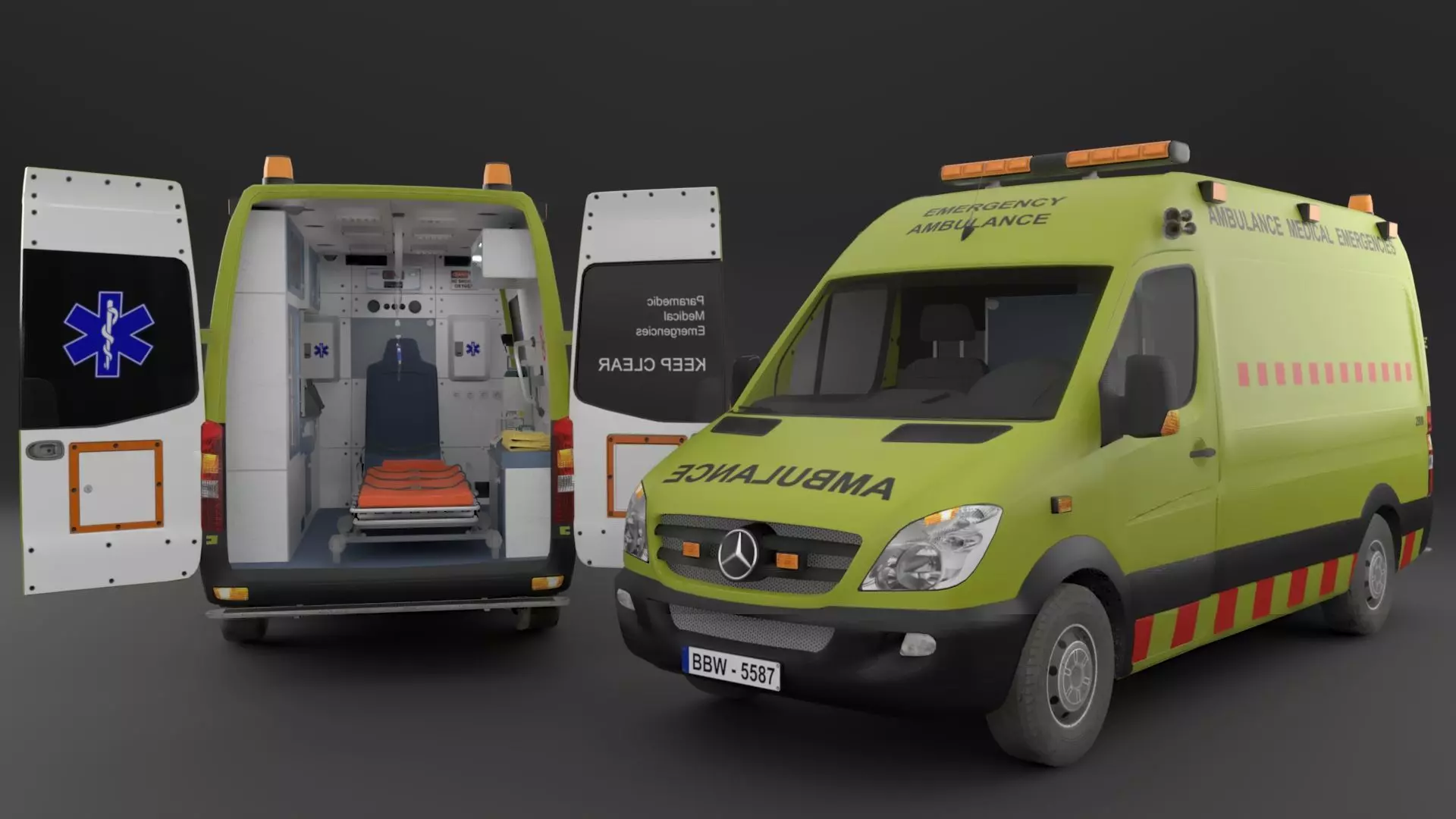 Ambulance Rigged Low-poly 3D model_0