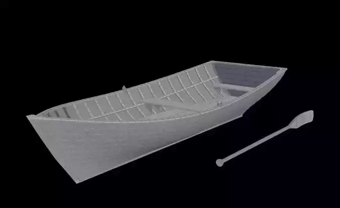 wooden boat with oars