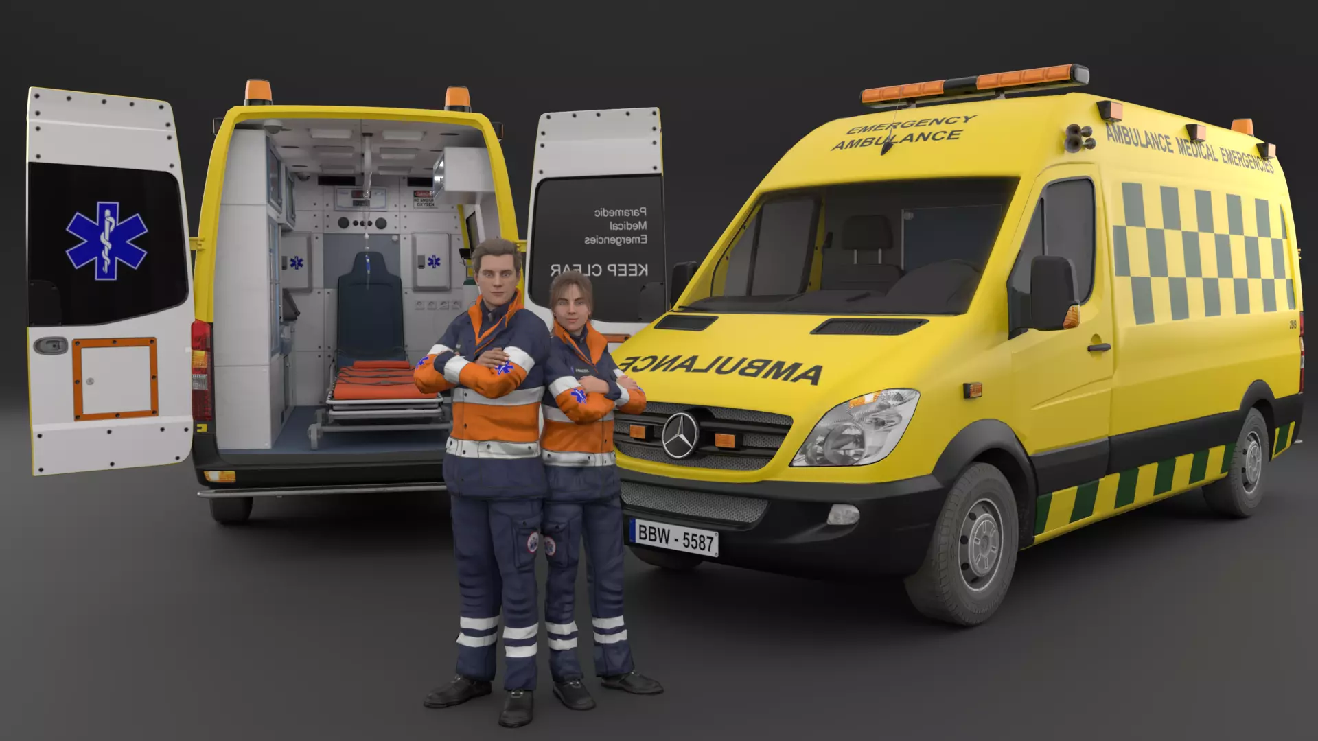 Paramedic Teams Rigged 3D model_0