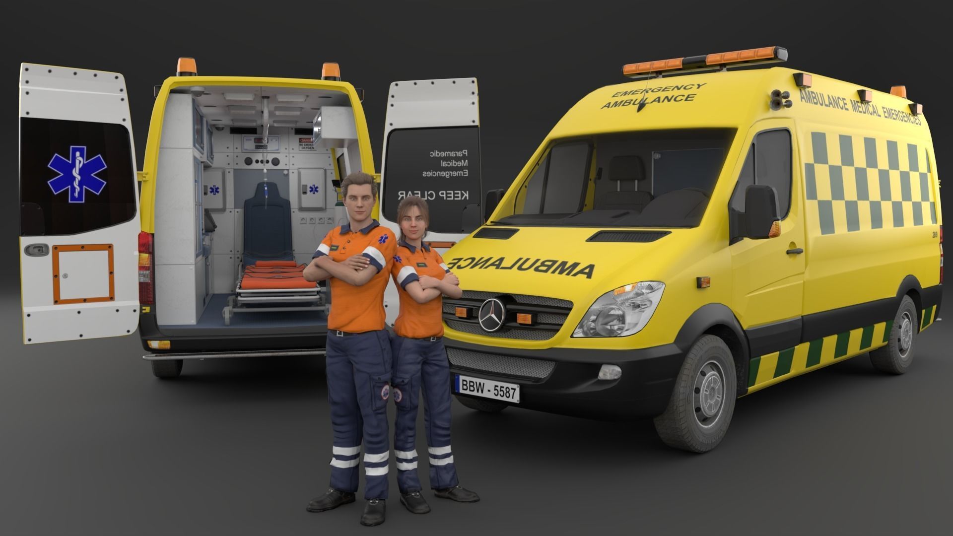 Paramedic Teams Rigged 3D model_1