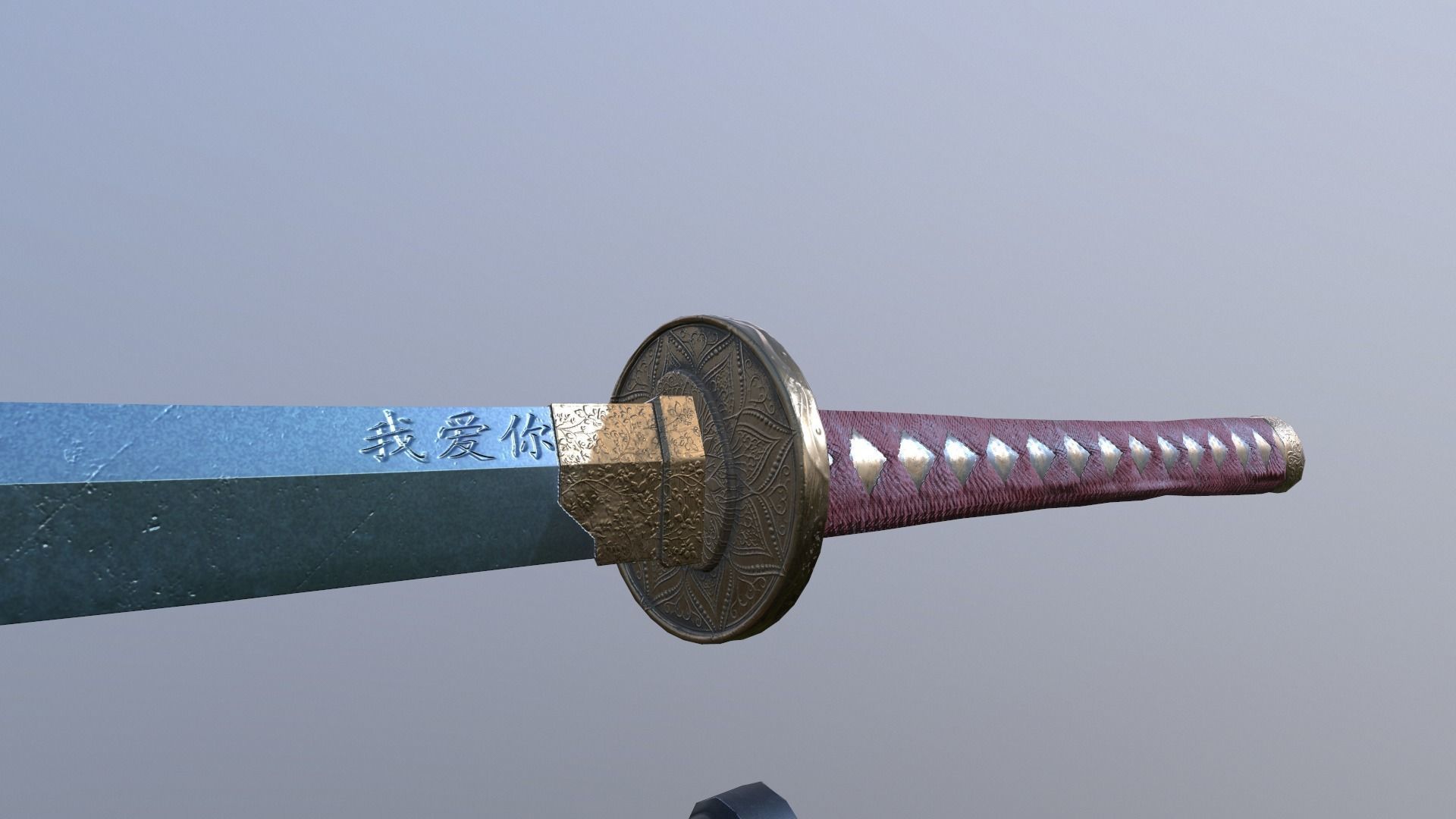 Katana Nodachi  Low-poly 3D model_2