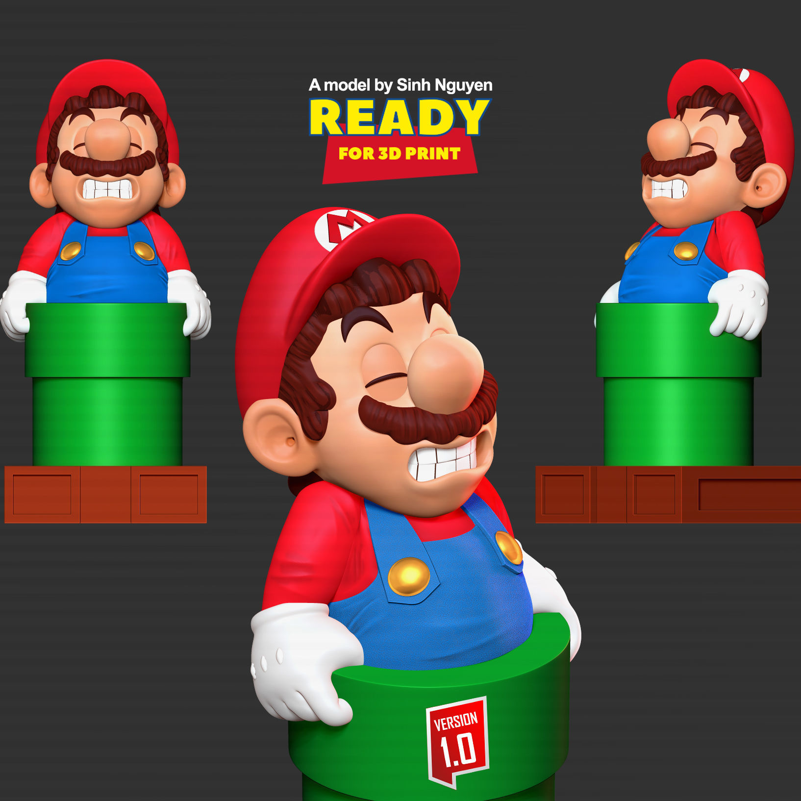 Mario is stuck in a pipe 3D print model_1