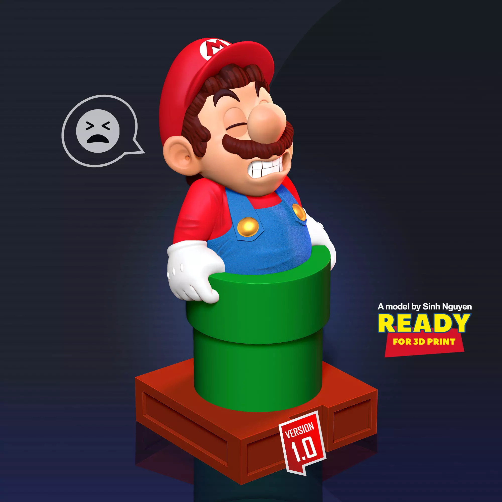 Mario is stuck in a pipe 3D print model_0