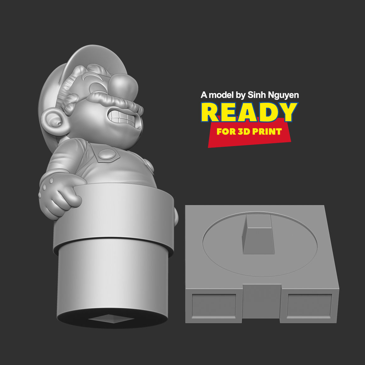 Mario is stuck in a pipe 3D print model_2