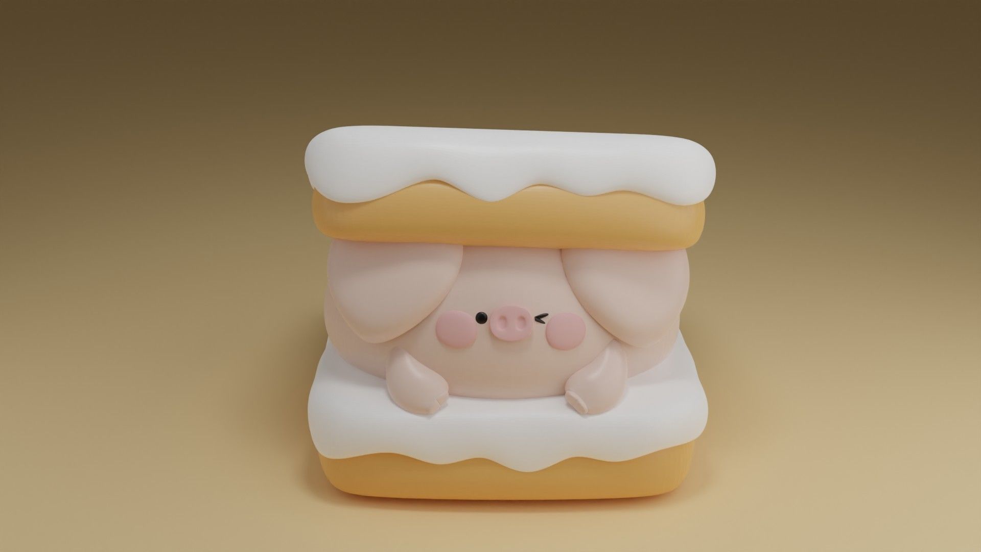 creampuff pig 3D print model_7