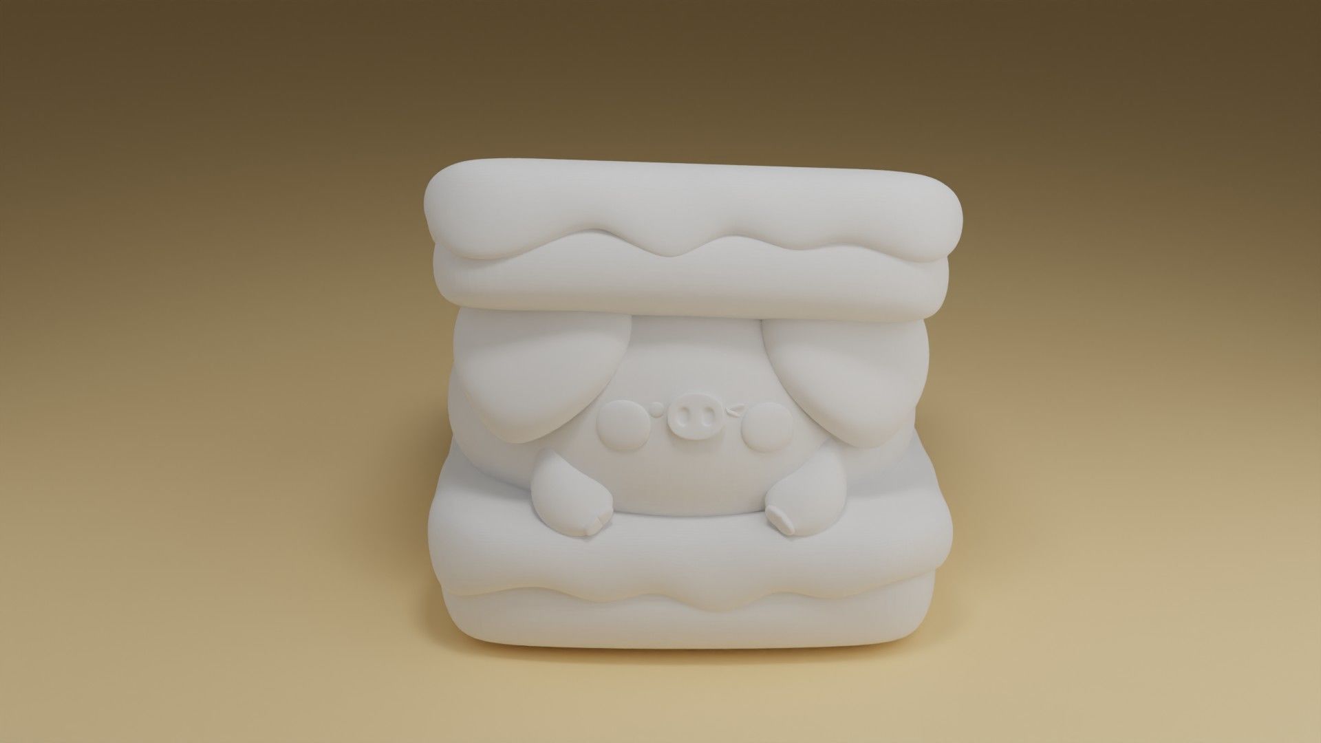 creampuff pig 3D print model_1