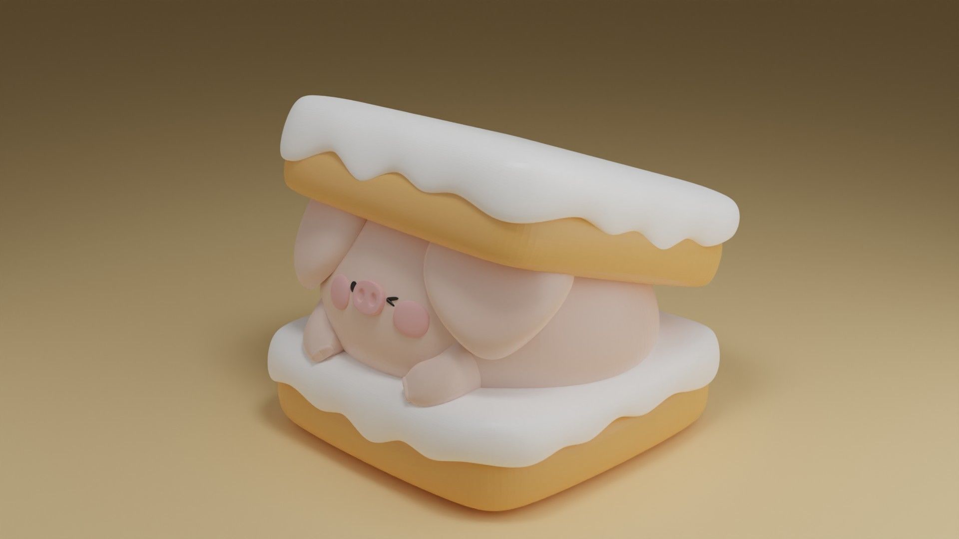 creampuff pig 3D print model_14
