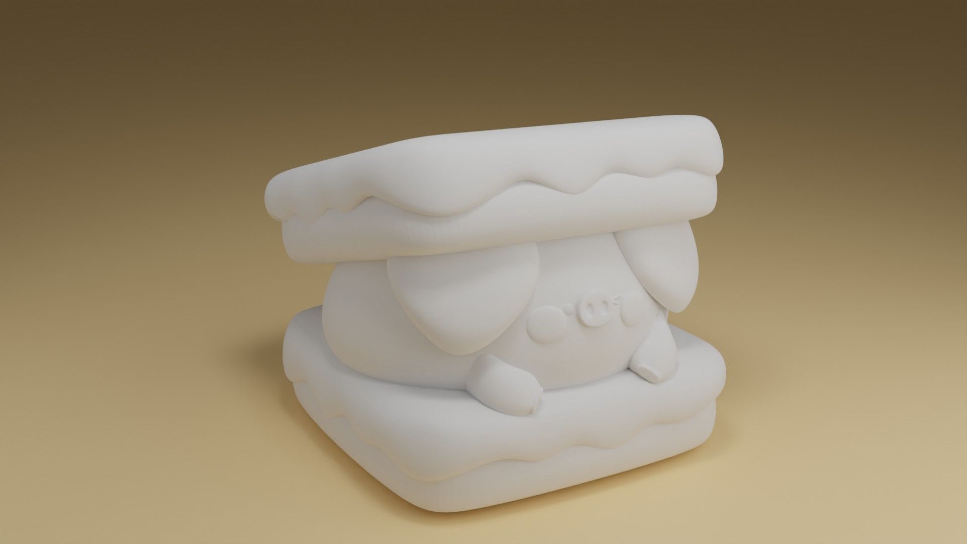 creampuff pig 3D print model_2