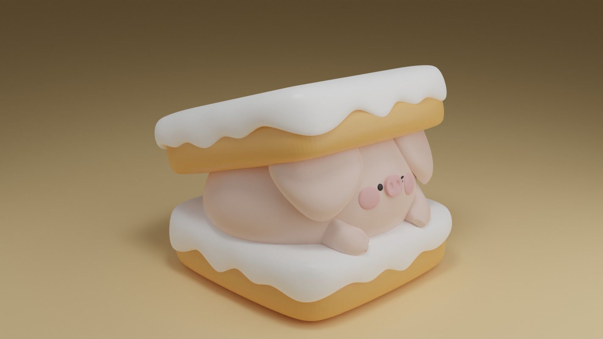 creampuff pig 3D print model_8