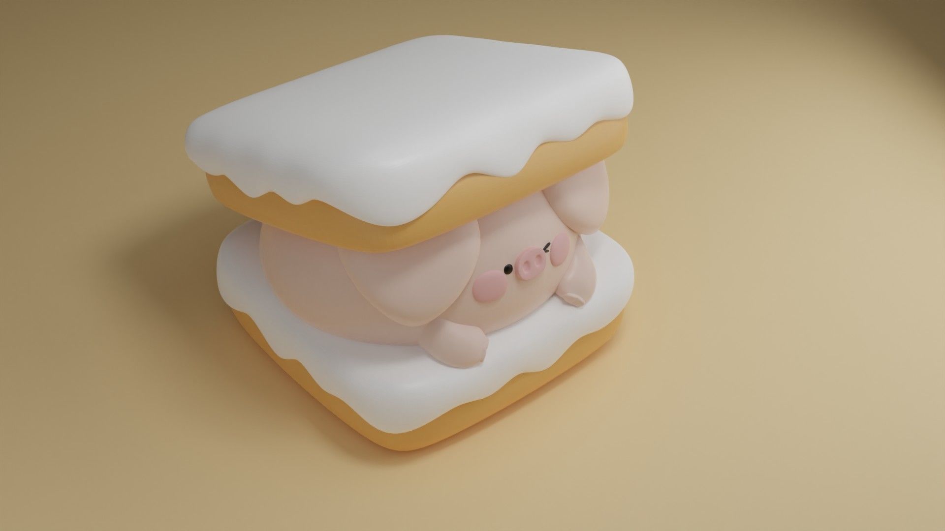 creampuff pig 3D print model_15