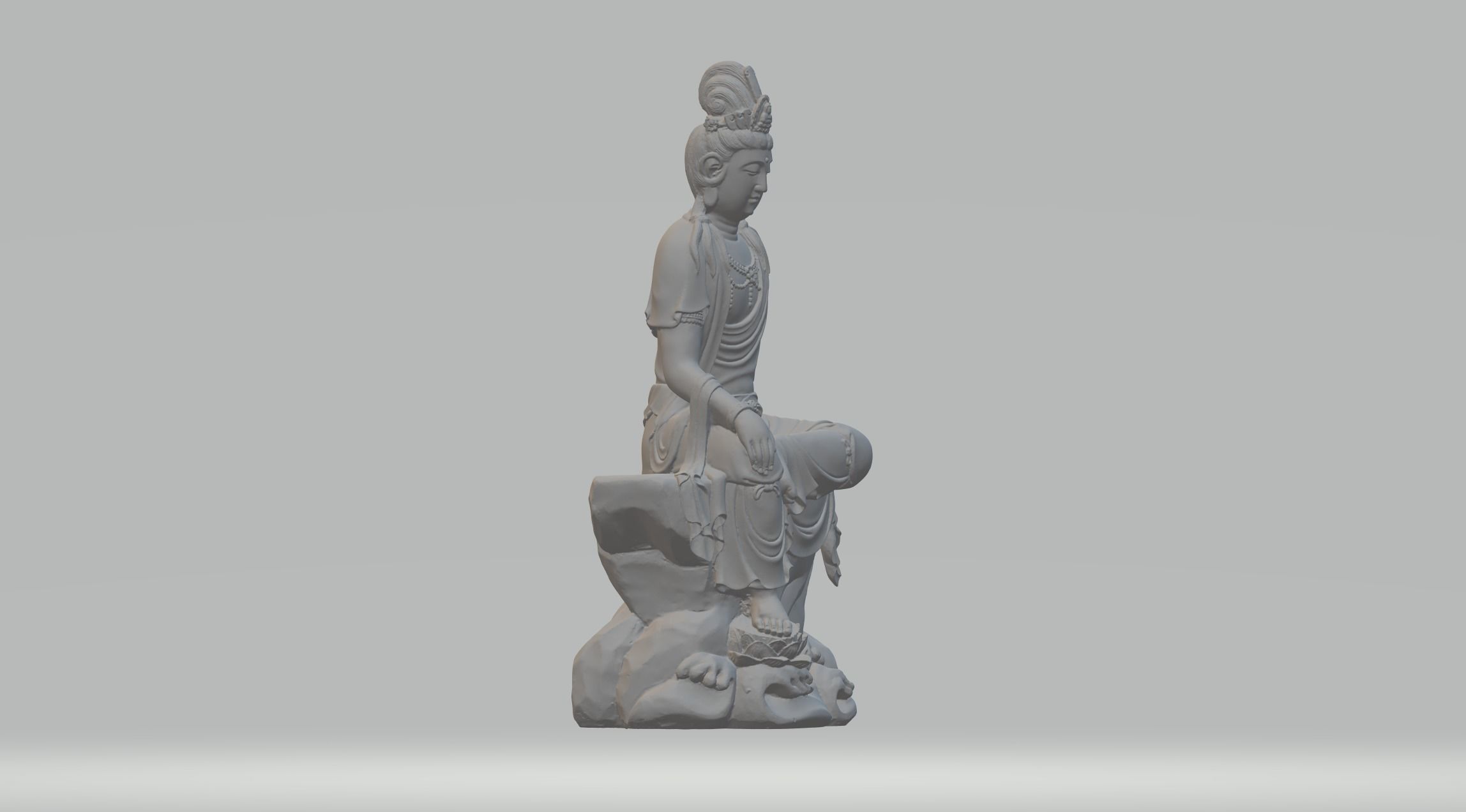 Avalokitesvara Bodhisattva Seated Statue 3D print model_3